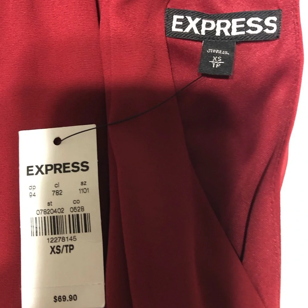 EXPRESS Women’s Dress Size XS Red‎  N.W.T.Halter Asymmetrical Stretch Mock Neck.